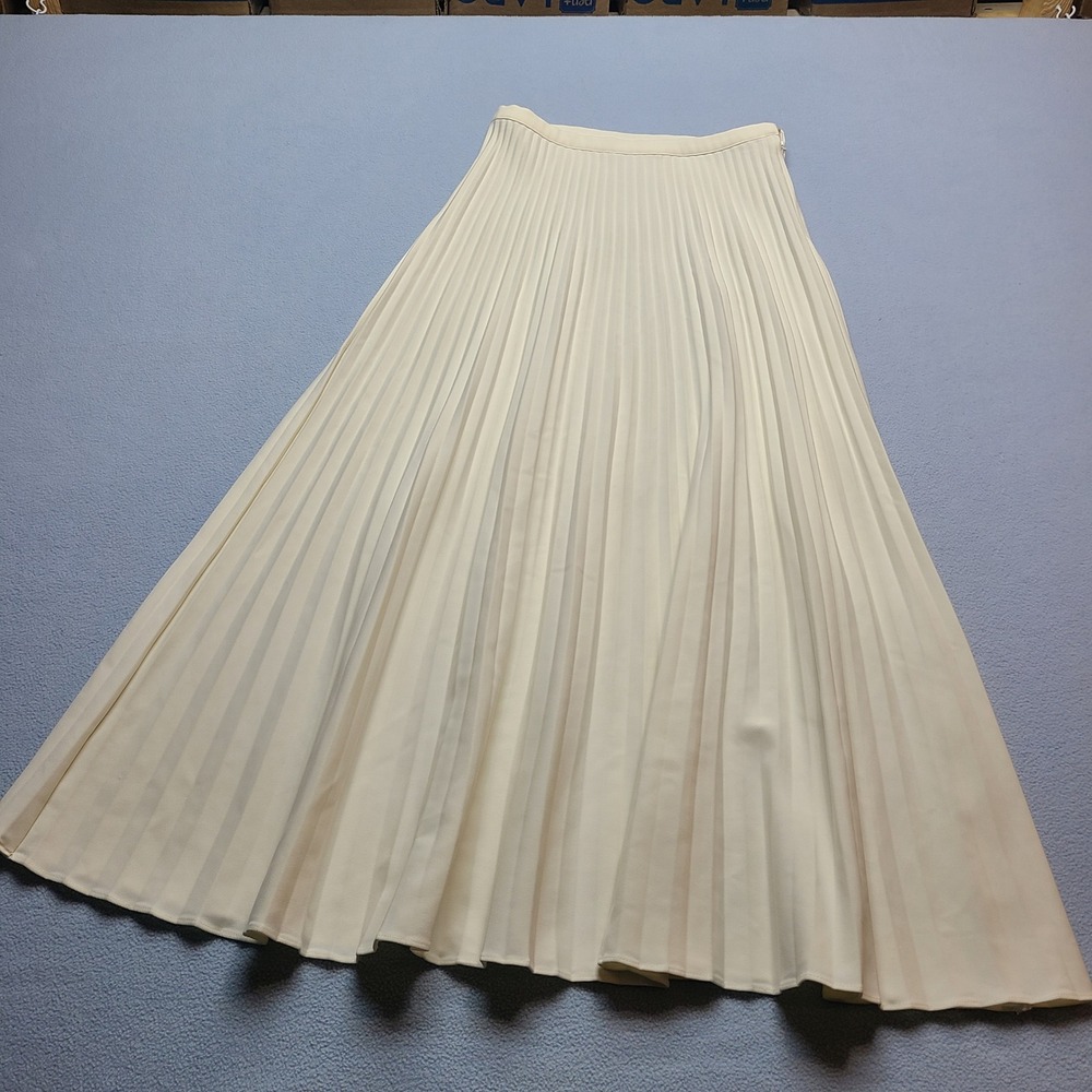 MESHKI Pleated Maxi Skirt Womens XS Cream White Excellent High Waisted Flowy
